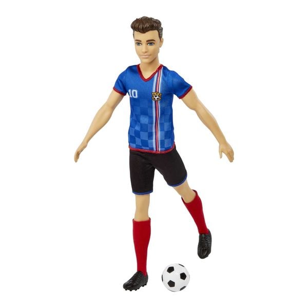 Produktbild: Ken Fu&szlig;ballspieler-Puppe, kurze Haare, Trikot mit der Nummer 10, Fu&szlig;ball, Stol