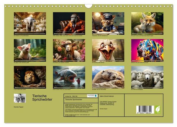 Produktbild: Tierische Sprichw&ouml;rter (Wandkalender 2026 DIN A3 quer), CALVENDO Monatskalender