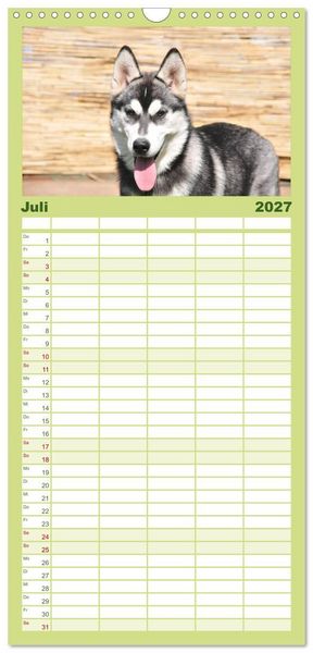 Produktbild: Familienplaner 2027 - Huskys - Traumhunde mit 5 Spalten (Wandkalender, 21 x 45 cm) CALVENDO