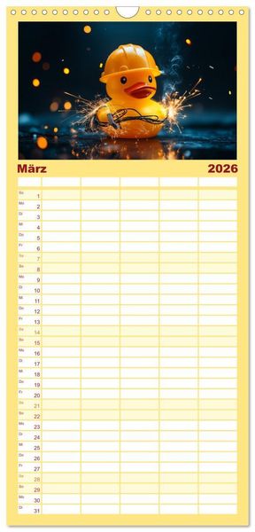 Produktbild: Familienplaner 2026 - Badeenten Kalender - Quietscheenten in der Berufswelt mit 5 Spalten (Wandkalender, 21 x 45 cm) CALVENDO