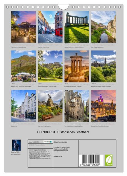 Produktbild: EDINBURGH Historisches Stadtherz (Wandkalender 2026 DIN A4 hoch), CALVENDO Monatskalender