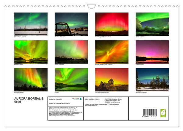 Produktbild: AURORA BOREALIS tanzt (Wandkalender 2026 DIN A3 quer), CALVENDO Monatskalender