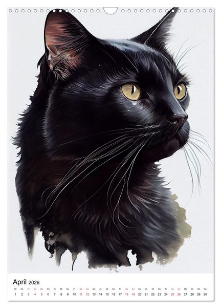 Produktbild: Katzen wie gemalt (Wandkalender 2026 DIN A3 hoch), CALVENDO Monatskalender