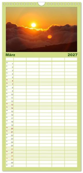 Produktbild: Familienplaner 2027 - Hawaii - Oahu - Maui mit 5 Spalten (Wandkalender, 21 x 45 cm) CALVENDO