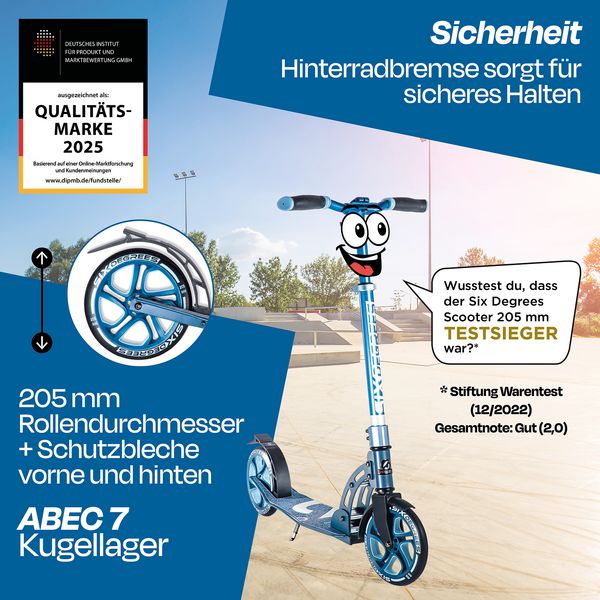 Produktbild: SIX DEGREES Aluminium Scooter 205 mm blau