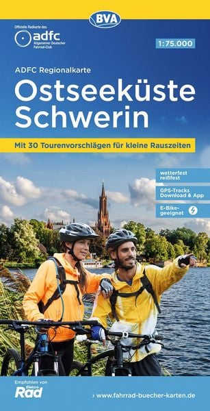 Produktbild: BVA ADFC Regionalkarte Ostseek&uuml;ste Schwerin 1:75.000