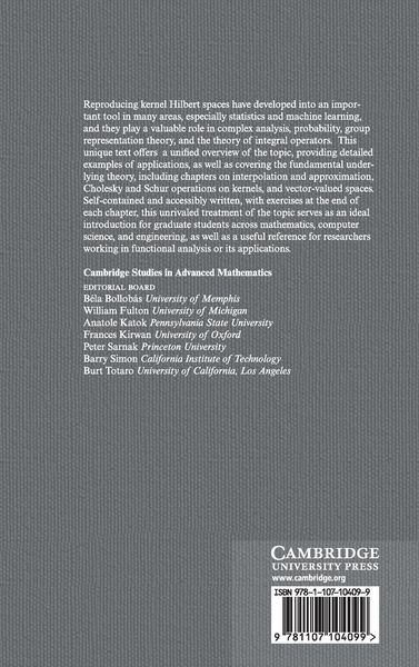 Produktbild: An Introduction to the Theory of Reproducing Kernel Hilbert Spaces
