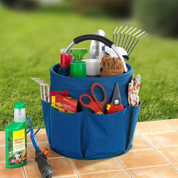 Produktbild: Universal Reinigungs Caddy 16 l, Blau, 2er Set, mit 6 Au&szlig;entaschen f&uuml;r Schw&auml;mme und T&uuml;cher