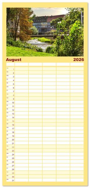 Produktbild: Familienplaner 2026 - Romantisches Erfurt - Reise durch das sch&ouml;ne Th&uuml;ringen mit 5 Spalten (Wandkalender, 21 x 45 cm) CALVENDO