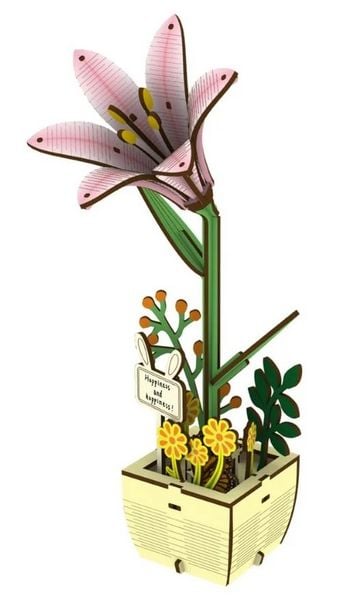Produktbild: FiguredArt AL106 - Lilie, 3D Puzzle, Holz, 51 Teile, H&ouml;he: 22,5 cm