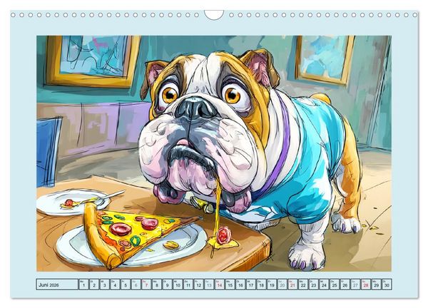 Produktbild: Bulldoggen. Lustige Cartoons von beliebten Charakterk&ouml;pfen (Wandkalender 2026 DIN A3 quer), CALVENDO Monatskalender