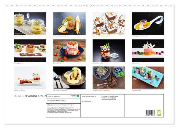 Produktbild: DESSERTVARIATIONEN (Wandkalender 2026 DIN A2 quer), CALVENDO Monatskalender