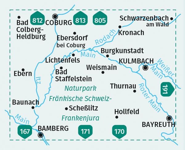 Produktbild: KOMPASS Wanderkarte 165 Nördliche Fränkische Schweiz, Bayreuth, Bamberg, Coburg 1:50.000