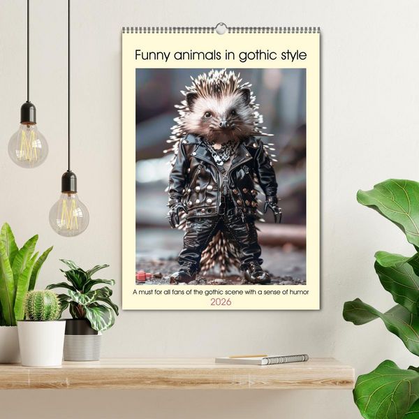 Produktbild: Funny animals in gothic style (Wall Calendar 2026 DIN A2 portrait), CALVENDO 12 Month Wall Calendar