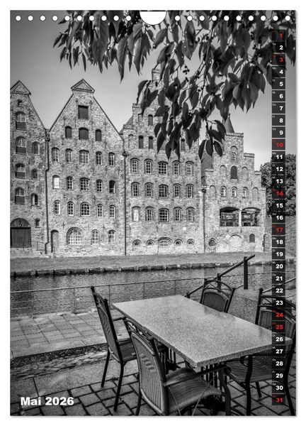 Produktbild: L&Uuml;BECK Monochrome Momente (Wandkalender 2026 DIN A4 hoch), CALVENDO Monatskalender