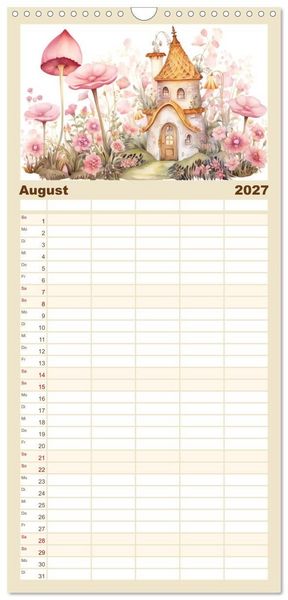 Produktbild: Familienplaner 2027 - M&auml;rchenhafte Feenh&auml;uschen mit 5 Spalten (Wandkalender, 21 x 45 cm) CALVENDO