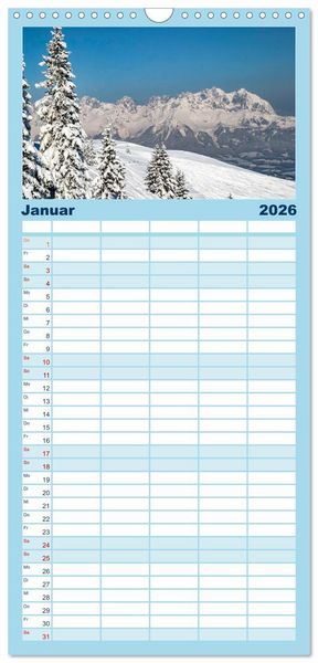 Produktbild: Familienplaner 2026 - Der Wilde Kaiser, das Kletterparadies bei Kitzb&uuml;hel mit 5 Spalten (Wandkalender, 21 x 45 cm) CALVENDO