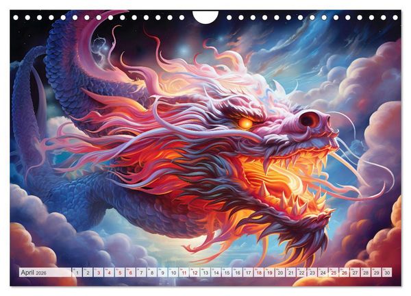Produktbild: Jahr des Drachen - Im Stil des chinesischen Tierkreiszeichens (Wandkalender 2026 DIN A4 quer), CALVENDO Monatskalender