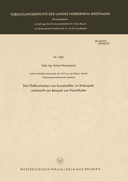 Produktbild: Das Flie&szlig;verhalten von Kunststoffen im Walzspalt, untersucht am Beispiel von Poly&auml;thylen