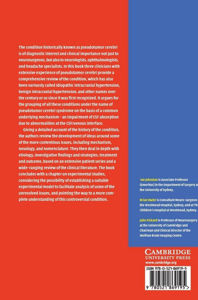 Produktbild: The Pseudotumor Cerebri Syndrome