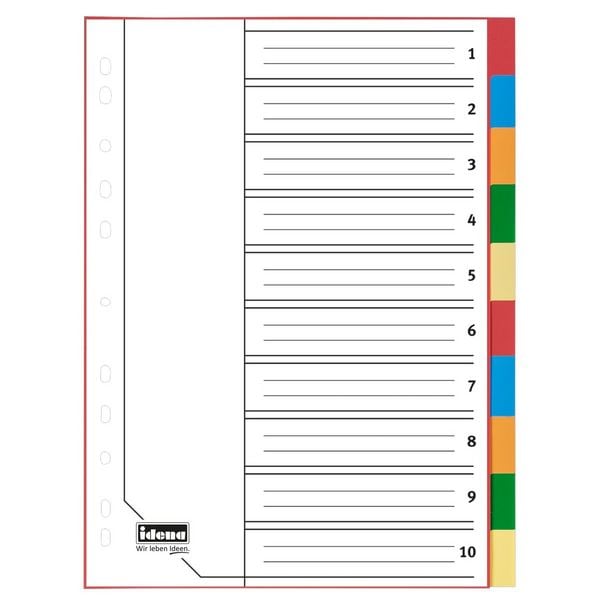 Produktbild: Idena Register aus Kunststoff 120&micro; 2x5 Farben DIN A4 10-teilig