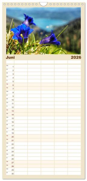 Produktbild: Familienplaner 2026 - Alpen Blick mit 5 Spalten (Wandkalender, 21 x 45 cm) CALVENDO