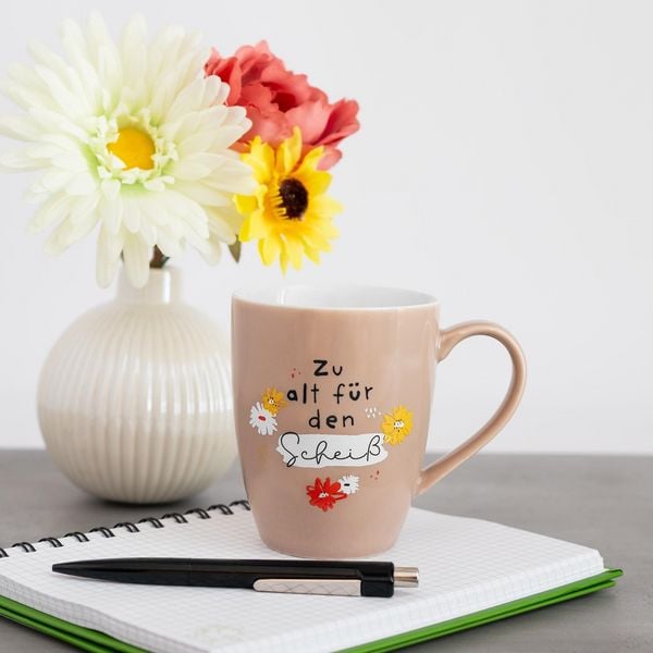 Produktbild: Tasse mit Motivdruck "Zu alt f&uuml;r den Schei&szlig;", mit Banderole