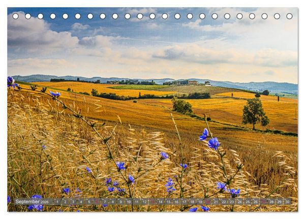 Produktbild: Impressionen toskanischer Landschaften (Tischkalender 2026 DIN A5 quer), CALVENDO Monatskalender