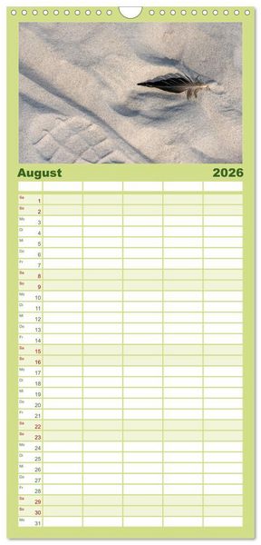 Produktbild: Familienplaner 2026 - D&auml;nemarks Nordseek&uuml;ste - von Esbjerg bis Sondervig mit 5 Spalten (Wandkalender, 21 x 45 cm) CALVENDO