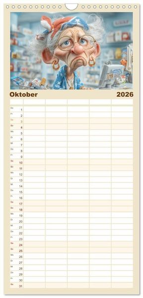 Produktbild: Familienplaner 2026 - Oma macht jetzt Sonderschicht mit 5 Spalten (Wandkalender, 21 x 45 cm) CALVENDO