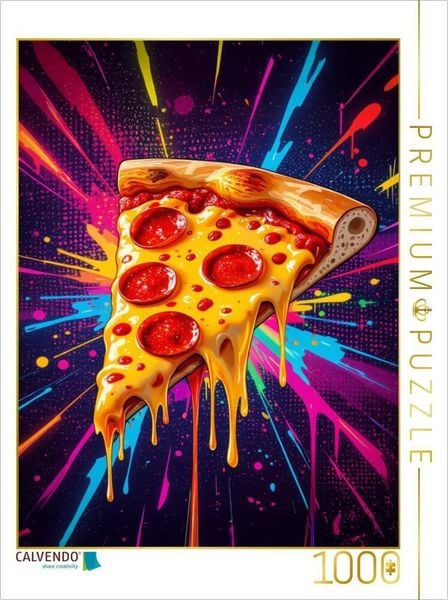 Produktbild: CALVENDO Puzzle Pizza Slice im Farbgewitter | 1000 Teile Lege-Gr&ouml;&szlig;e 64x48cm Foto-Puzzle f&uuml;r gl&uuml;ckliche Stunden
