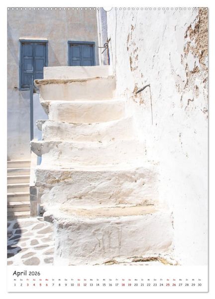 Produktbild: Treppauf, treppab in den Altstadtgassen von Mykonos (Wandkalender 2026 DIN A2 hoch), CALVENDO Monatskalender