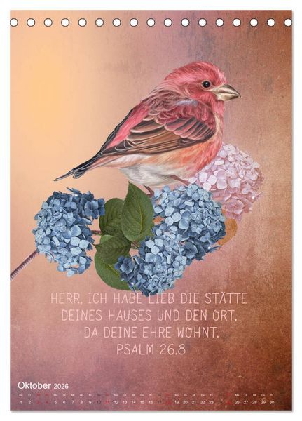 Produktbild: Bibelworte f&uuml;r Vogelfreunde (Tischkalender 2026 DIN A5 hoch), CALVENDO Monatskalender