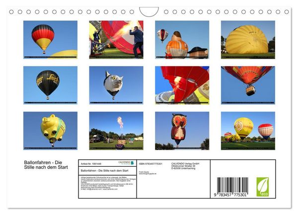 Produktbild: Ballonfahren - Die Stille nach dem Start (Wandkalender 2026 DIN A4 quer), CALVENDO Monatskalender