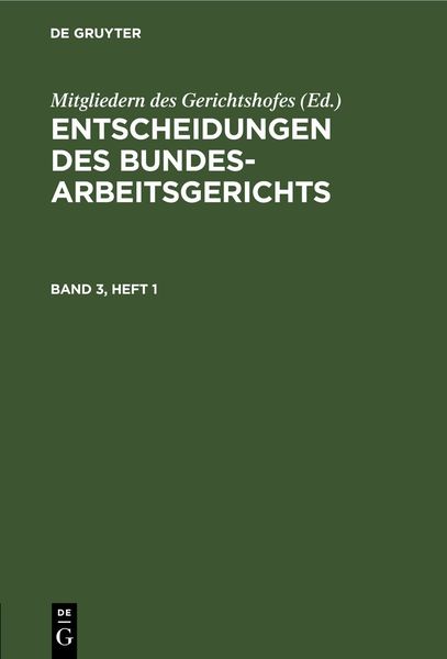 Produktbild: Entscheidungen des Bundesarbeitsgerichts. Band 3, Heft 1