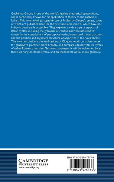 Produktbild: Italian Syntax and Universal Grammar