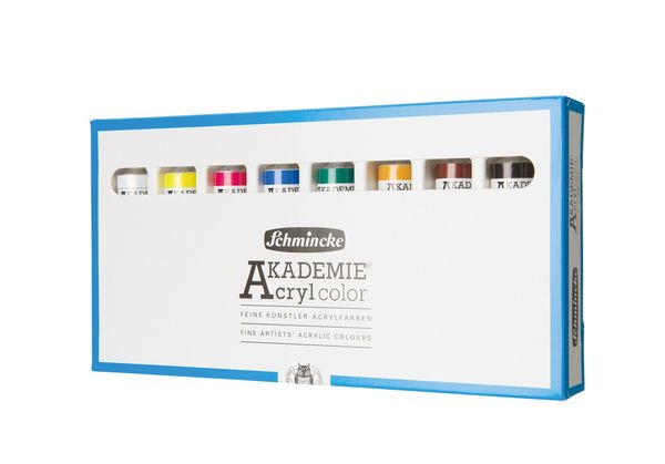 Schmincke Akademie Acryl color, Kartonset, 8 x 20 ml Tuben