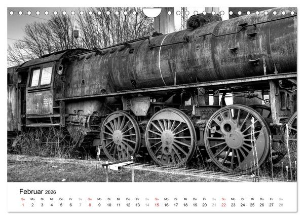 Produktbild: Unter Dampf - Eisenbahnromantik in schwarz-wei&szlig; (Wandkalender 2026 DIN A4 quer), CALVENDO Monatskalender