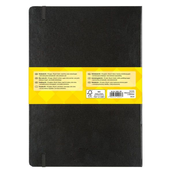 Produktbild: Idena Notizbuch 80g/m&sup2; blanko schwarz DIN A4 192 Seiten