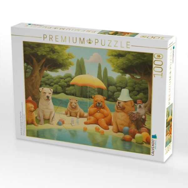 Produktbild: CALVENDO Puzzle Sechs Hunde verbringen den Tag am See | 1000 Teile Lege-Gr&ouml;&szlig;e 64x48cm Foto-Puzzle f&uuml;r gl&uuml;ckliche Stunden