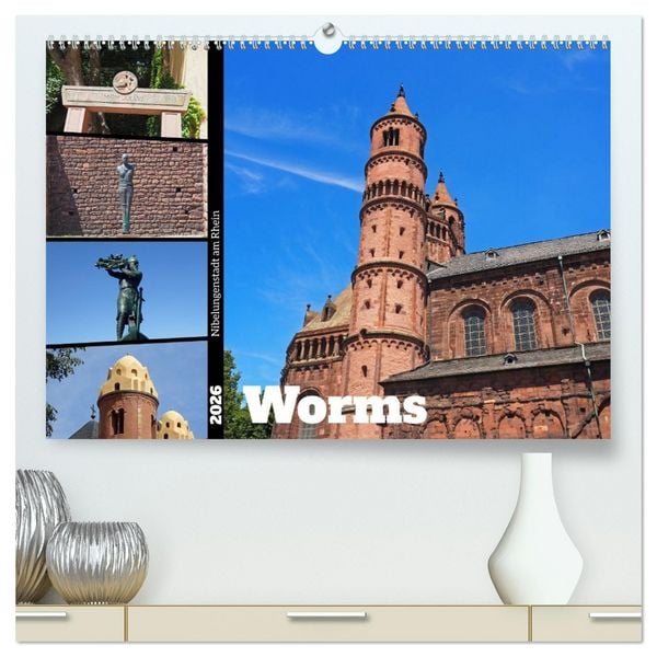 Worms-Nibelungenstadt am Rhein (hochwertiger Premium Wandkalender 2026 DIN A2 quer), Kunstdruck in Hochglanz