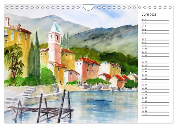 Produktbild: Aquarelle - quer durch Europa (Wandkalender 2026 DIN A4 quer), CALVENDO Monatskalender