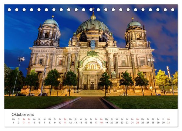 Produktbild: N&auml;chtliche Streifz&uuml;ge durch Europas Hauptst&auml;dte (Tischkalender 2026 DIN A5 quer), CALVENDO Monatskalender