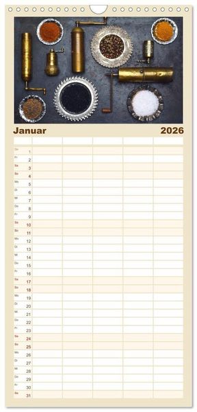 Produktbild: Familienplaner 2026 - K&uuml;chenutensilien mit 5 Spalten (Wandkalender, 21 x 45 cm) CALVENDO