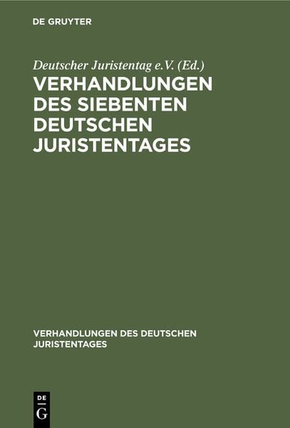 Produktbild: Verhandlungen des siebenten deutschen Juristentages