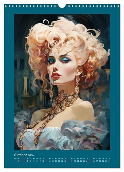 Produktbild: Glanz der Filmdiven. Art Nouveau Paintings im Poster-Stil (Wandkalender 2026 DIN A3 hoch), CALVENDO Monatskalender