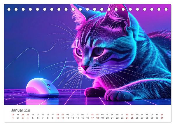 Produktbild: Kunst Katzen (Tischkalender 2026 DIN A5 quer), CALVENDO Monatskalender