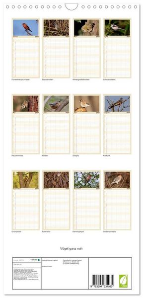 Produktbild: Familienplaner 2027 - V&ouml;gel ganz nah mit 5 Spalten (Wandkalender, 21 x 45 cm) CALVENDO