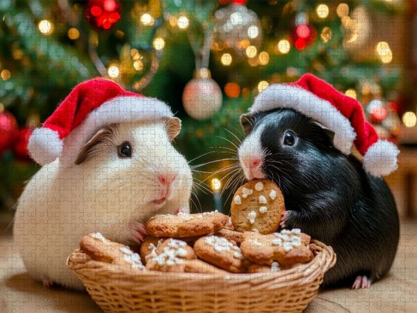 Produktbild: CALVENDO Puzzle Knusper, knusper Nagerlein, flauschige Weihnachten | 1000 Teile Lege-Gr&ouml;&szlig;e 64x48cm Foto-Puzzle f&uuml;r gl&uuml;ckliche Stunden