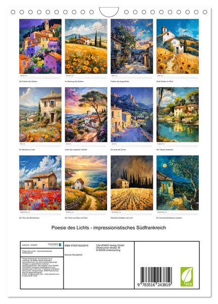 Produktbild: Poesie des Lichts - impressionistisches S&uuml;dfrankreich (Wandkalender 2026 DIN A4 hoch), CALVENDO Monatskalender